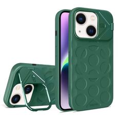 Per iPhone 14 Lens Frame Holder MagSafe PC Hybrid TPU Custodia per telefono (verde scuro)