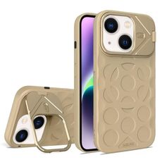 Per iPhone 14 Lens Frame Holder MagSafe PC Hybrid TPU Custodia per telefono (oro deserto)