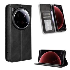 Per Xiaomi 15 Ultra Custodia per telefono in pelle con fibbia magnetica retrò (nero)