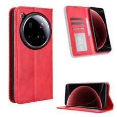 Per Xiaomi 15 Ultra Custodia per telefono in pelle con fibbia magnetica retrò (rosso)