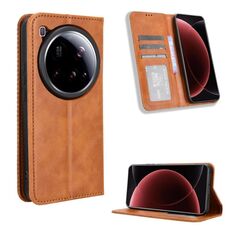 Per Xiaomi 15 Ultra Custodia per telefono in pelle con fibbia magnetica retrò (marrone)