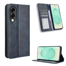Per Samsung Galaxy S25 Edge 5G Custodia per telefono in pelle con fibbia magnetica e texture retrò (blu)