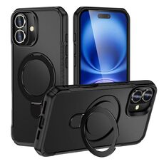 Per iPhone 16 Plus Custodia per telefono con supporto magnetico Skin Feel MagSafe (nero)