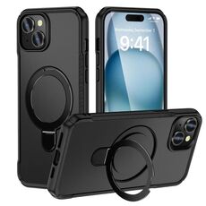 Per iPhone 15 Plus / 14 Plus Custodia per telefono con supporto magnetico MagSafe Skin Feel (nero)