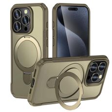 Per iPhone 15 Pro Custodia per telefono con supporto magnetico MagSafe Skin Feel (cachi)