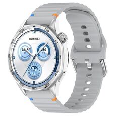 Cinturino per orologio in silicone con cucitura a grana ondulata e fibbia in acciaio argentato da 20 mm (grigio)