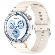 Cinturino per orologio in silicone con cucitura a grana ondulata e fibbia in acciaio argentato da 20 mm (Starlight)