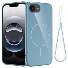 Per iPhone 16e Custodia per telefono antiurto in TPU lucido MagSafe con cordino (blu)
