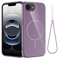Per iPhone 16e Custodia per telefono antiurto in TPU lucido MagSafe con cordino (viola)