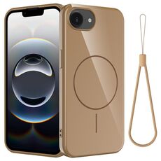 Per iPhone 16e Custodia per telefono antiurto in TPU lucido MagSafe con cordino (oro)