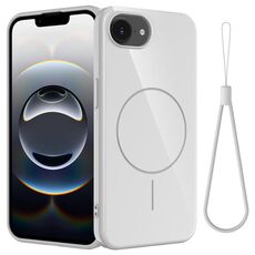 Per iPhone 16e Custodia per telefono antiurto in TPU lucido MagSafe con cordino (bianco)