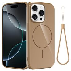 Per iPhone 14 Pro Max Custodia per telefono antiurto in TPU lucido MagSafe con cordino (oro)
