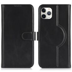 Per iPhone 11 Pro Max Custodia per telefono MagSafe in vera pelle con portafoglio per carte (nero)