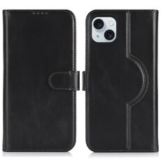 Per iPhone 15 Plus / 14 Plus Custodia per telefono MagSafe in vera pelle (nero)