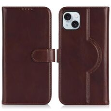 Per iPhone 15 Plus / 14 Plus Custodia per telefono MagSafe in vera pelle (marrone scuro)