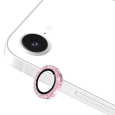 Per iPhone 16e ENKAY Hat-Prince Glitter Obiettivo della fotocamera posteriore Anello in lega di alluminio Pellicola in vetro temperato (rosa)