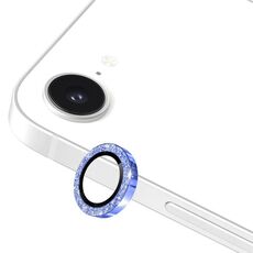 Per iPhone 16e ENKAY Hat-Prince Glitter Obiettivo della fotocamera posteriore Anello in lega di alluminio Pellicola in vetro temperato (blu)