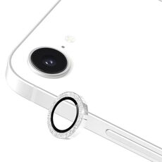 Per iPhone 16e ENKAY Hat-Prince Glitter Obiettivo della fotocamera posteriore Anello in lega di alluminio Pellicola in vetro temperato (argento)