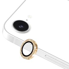 Per iPhone 16e ENKAY Hat-Prince Glitter Obiettivo della fotocamera posteriore Anello in lega di alluminio Pellicola in vetro temperato (oro)