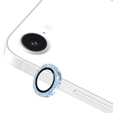 Per iPhone 16e ENKAY Hat-Prince Glitter Obiettivo della fotocamera posteriore Anello in lega di alluminio Pellicola in vetro temperato (Sierra Blue)