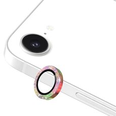 Per iPhone 16e ENKAY Hat-Prince Glitter Obiettivo della fotocamera posteriore Anello in lega di alluminio Pellicola in vetro temperato (colorato)