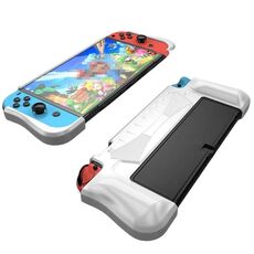 Per Switch OLED Console TPU Custodia protettiva integrata con 2 slot per schede di gioco (bianco)