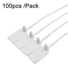 100 pezzi/confezione sigilli di plastica tipo perline sigilli di sicurezza contenitori attrezzature antincendio fascette in nylon etichette a scatto cartellini (bianco)