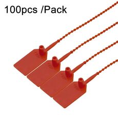 100 pezzi/confezione sigilli di plastica tipo perline sigilli di sicurezza contenitori attrezzature antincendio fascette in nylon etichette a scatto cartellini (rosso)