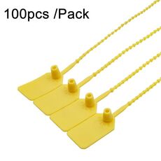 100 pezzi/confezione sigilli di plastica tipo perline sigilli di sicurezza contenitori attrezzature antincendio fascette in nylon etichette a scatto cartellini (giallo)