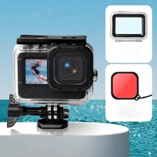 Custodia impermeabile + Cover posteriore touch + Filtro per lenti colorate per GoPro HERO9 Black (Red)