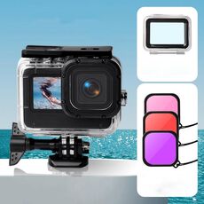Custodia impermeabile + Cover posteriore touch + Filtro lente viola rosso rosa per GoPro HERO9 Black