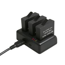 Caricabatteria da viaggio per GoPro HERO5 AHDBT-501 con porta V8 e porta USB-C / Type-C e indicatore LED