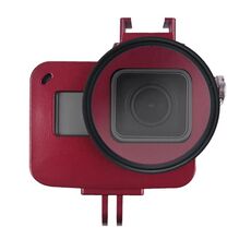 Gabbia protettiva in lega di alluminio CNC con guscio alloggiamento con telaio assicurativo e lente UV 52mm per GoPro HERO7 Black / 6/5 (rosso)