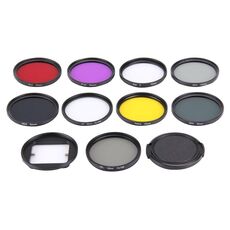 JUNESTAR 11 in 1 Filtro obiettivo professionale da 52 mm (CPL + UV + ND8 + ND4 + ND2 + Stella 8 + Rosso + Giallo + FLD / Viola) e custodia impermeabile, anello adattatore e cappuccio protettivo per obiettivo per GoPro HERO4 / 3+ / 3 e Xiaomi Xiaoyi Yi I / II 4K Sport Action Camera