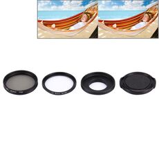 JUNESTAR 4 in 1 Filtro obiettivo professionale da 40,5 mm (CPL + UV) e custodia per custodia impermeabile Anello adattatore e cappuccio protettivo per obiettivo per GoPro HERO4 / 3+ / 3 Sport Action Camera