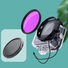 RUIGPRO per GoPro HERO8 Professional 58mm Color Dive Housing Lens Filter + Dive Housing Custodia impermeabile con anello adattatore per filtro e copriobiettivo (viola)