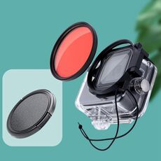 RUIGPRO per GoPro HERO8 Professional 58mm Color Dive Housing Lens Filter + Dive Housing Custodia impermeabile con anello adattatore filtro e copriobiettivo (rosso)