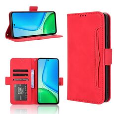 Per vivo Y29 4G / T4x 5G Custodia in pelle con texture in vitello e slot per schede (rosso)