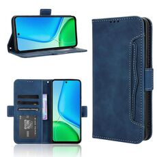 Per vivo Y29 4G / T4x 5G Custodia in pelle con texture in vitello e slot per schede (blu)