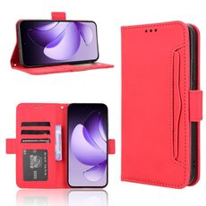 Custodia in pelle per OPPO Reno13 5G con texture in vitello e slot per schede (rossa)