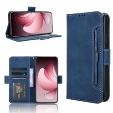Custodia in pelle per OPPO Reno13 Pro 5G con texture in vitello e slot per schede (blu)