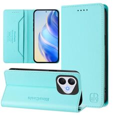 Per Honor 400 Lite RC01 Custodia per telefono in pelle con doppia piegatura e aspirazione magnetica RFID (verde menta)