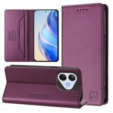 Per Honor 400 Lite RC01 Custodia per telefono in pelle RFID con ventosa magnetica a doppia piega (viola)