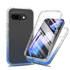 Per Google Pixel 9a Custodia per telefono trasparente antiurto con pellicola PET (blu)