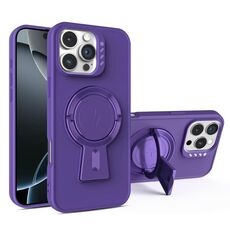 Per iPhone 16 Pro Max Supporto a Y MagSafe Custodia antiurto robusta per telefono (viola scuro)
