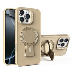 Per iPhone 16 Pro Max Custodia per telefono antiurto MagSafe con supporto a forma di Y (oro deserto)