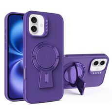 Per iPhone 16 Plus Custodia antiurto MagSafe con supporto a Y (viola scuro)