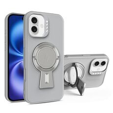 Per iPhone 16 Plus Y-shape Holder MagSafe Custodia antiurto per telefono (grigio)