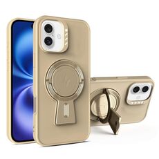 Per iPhone 16 Plus Custodia antiurto MagSafe con supporto a Y (oro deserto)
