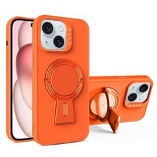 Per iPhone 15 Plus Supporto a Y MagSafe Custodia antiurto robusta per telefono (arancione)